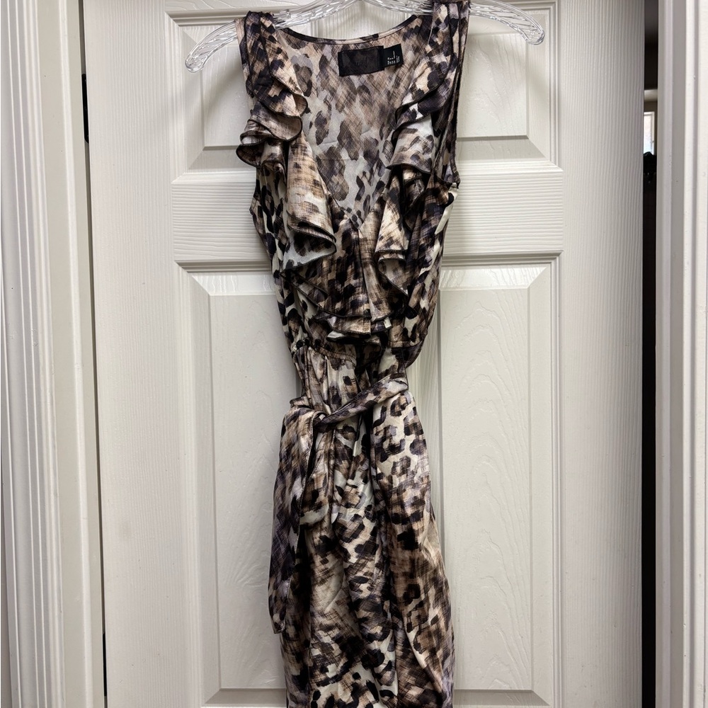 H&M Black and White Ruched Tie Front Midi Dress - Picture 1 of 3